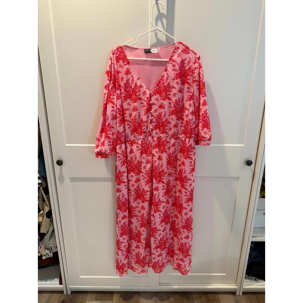 Piper and scoot red/pink floral dress